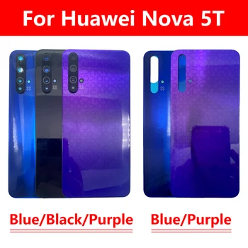 10 Kosov Nazaj Baterije steklen Pokrov S Stekleno Lečo Za Huawei Nova 5T Stanovanj Primeru Stekla Nazaj Kritje Slike