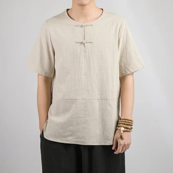 2022 Poletje korejskem slogu unikatne sponke design O-vratu perilo majice moške priložnostne svoboden kul perilo Tee srajce za moške,M-4XL Slike