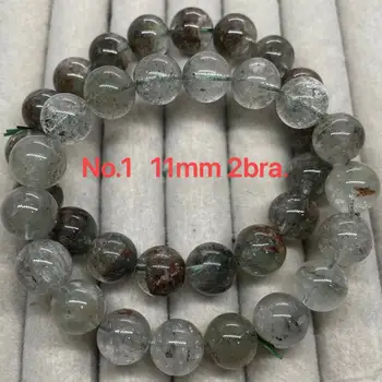 2bracelets Approx7-12 mm naravno zeleno fantom quartz draguljev zapestnica kroglice Slike