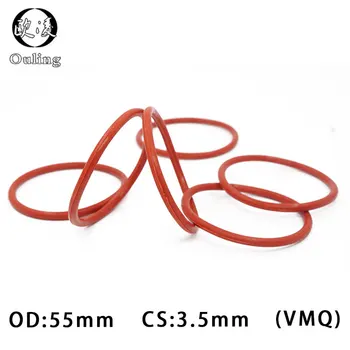 2pcs/veliko Rdeče Silicij Obroči Silikonski/VMQ O ring CS3.5 mm Debeline OD55/90 mm Gume O-ring Seal-Silikonske Tesnilne Tesnilo Podložka Slike