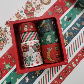 6 kos/škatla Vesel Božič Washi Tape Japonski Papir DIY Načrtovalec Maskirni Trak Lepilni Trakovi Nalepke, Dekorativne Trakove Pisalnih Slike