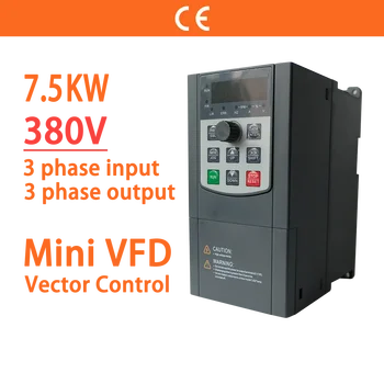 7,5 KW 380V 3 Faza 10HP Vector Control VFD Ekonomično Spremenljivo Frekvenco Pretvornik Pogona za Motorna Hitrosti Majhne Inverter Kakovosti Slike