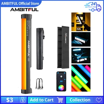 AMBITFUL A2 RGB 2500-8500K RGB LED Video Palico Cev Svetlobe + Satja Mreža Vgrajena v APLIKACIJO za Litijeve Baterije Magnetni Funkcija Slike