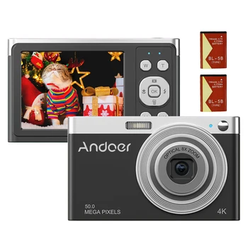 Andoer 4K Digitalni Fotoaparat, Video Kamera 50MP 2.88 Palčni IPS Zaslon, Samodejno Ostrenje, Bliskavica 2*Baterij Božično Darilo za Otroke, Najstnike Slike