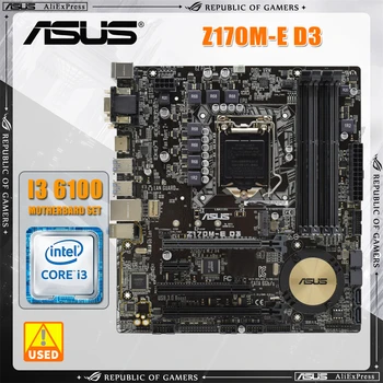 ASUS Z170M-E D3 Motherboard LGA 1151 Primerna za Core i7/i5/i3 USB3.0 M. 2 SATA3 i3 6100 PROCESORJA, matične plošče Kombinacija DDR3 DIMM Slike
