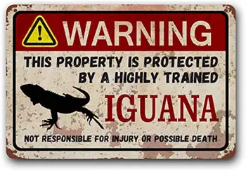 Iguana Retro Znak,Smešno Kovine Znaki Opozorilni Znak za Hišne živali Darilo, Eksotično žival, Majhne Hišne Tin Znak 8 X 12 Cm Slike