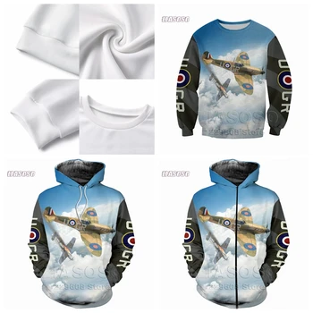 LIASOSO Nov Modni Vsem Natisnjeno Svetovni vojni Supermarine Spitfire Majica Moški Ženske Zip Hoodie Crewneck Puloverju Ulične Slike