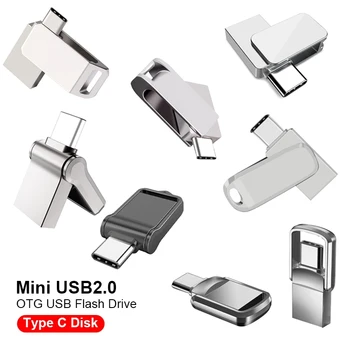 Mini 64GB Tip C Ultra Dual USB 2.0 Flash Drive, Pomnilniško kartico memory Stick Palec Pogon U Disk Slike