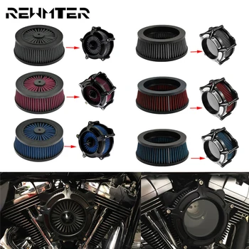 Motorno kolo Zračni Filter Element Repalecment Vnos Čistilo Siva/Rdeča/Modra Za Harley Dyna Softail Touring Sportster XL Cesti Kralj Slike