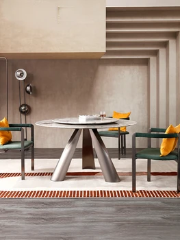 Naravni marmor jedilno mizo svetlobno razkošje minimalističen italijanski velike družinske vile oblikovalec slog Slike