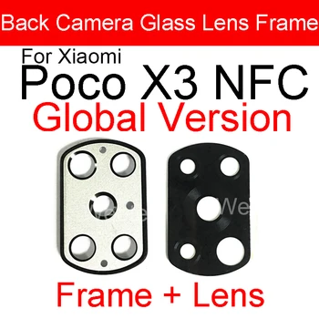 Nazaj Objektiv Kamere steklen Pokrov Okvir Za Xiaomi Mi Poco X3 NFC Globalni Različici Glavna Kamera Zadaj Okvir Z Bliskavico rezervnih Delov Slike