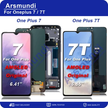 Original AMOLED Za OnePlus 7 7T OnePlus7 OnePlus7T LCD-Zaslon na Dotik Digiziter Zbora Za En Plus 7 7T 1+7 1+7T Slike