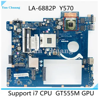 PIQY1 LA-6882P GLAVNI ODBOR Za Lenovo Y570 Prenosni računalnik z matično ploščo HM65 DDR3 GT555M 2G GPU podporo i3 i5, i7, ki delajo popolnoma testirane Slike