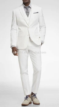 Pop bela, slonokoščena Moških obleko Slim Fit Ženina jopičem Poslovno Najboljši človek Groomsmen Ženin poroka obleke kostum homme terno masculin Slike