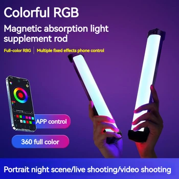 Prenosni APP Nadzor RGB Ročni Fill Light LED Video, Fotografija Cev Svetilka Vgrajen Magnet Za ins Foto Vlog Youtube Fotoaparat Slike