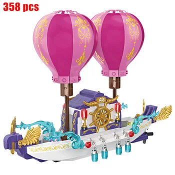 Priljubljena 358pcs Princesa Plujejo Ladje Gradnike Modela otrok gradniki igrače otroška Božična darila Slike