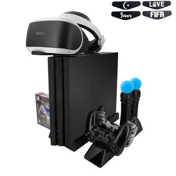 PSVR PS4 Slim Pro PS Move Polnjenje Zaslon Navpično Stojalo Polnilnik Dock Za PS4 VR Playstation 4 Hladilni Ventilator Igre Disk za Shranjevanje Slike