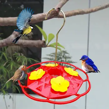 Ptice Vodo, Napajalni Plastičnih Octagon Hummingbird Hrane Visi Pijem Skledo Z Dolge Kavelj Metrov Dekor Za Dom, Vrt, Balkon Slike