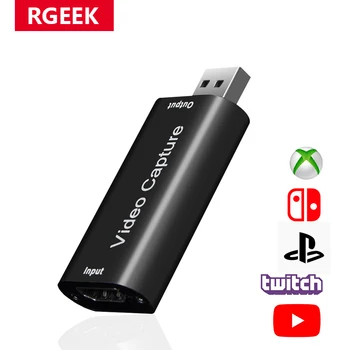 RGEEK Mini HD 1080P HDMI-združljiv Z USB2.0 Zajem Video Igra s kartami za Snemanje Polje za Računalnik Youtube OBS Itd Živo Slike
