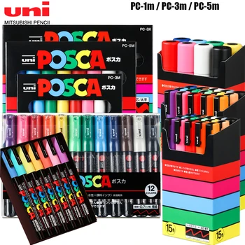 Uni Poscas Oznakami PC-1M/3M/5M Kombinacija Nastavite Akril Trajna Barva Marker Peresa POP Plakat, Oglaševanje Grafiti Manga Umetnosti Sup Slike