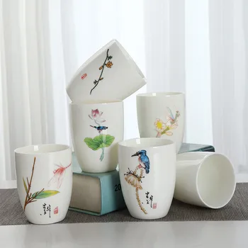 Velika Ročno Poslikane Keramične Kung Fu Vodo, Vrč Belega Porcelana Tea Cup Urad Ustvarjalne Ročno Teacup Gospodinjstvo, Potovanja Drinkware Slike