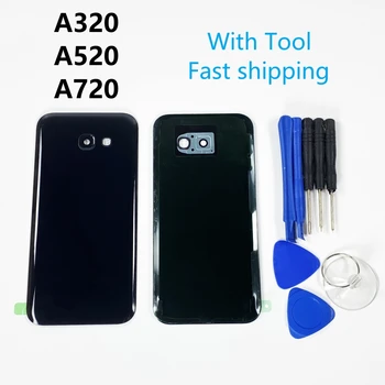 Zadnji Pokrovček za Baterijo Vrata Za SAMSUNG Galaxy A3 A5 A7 2017 A320 A520 A720 Stanovanj Zadnje Steklo Primeru Z Samolepilne Nalepke + Orodja Slike