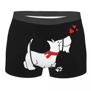 Škotski Terier Ljubezen Boksar Hlače Za Moške 3D Tiskanih Moški Scottie Pes Perilo spodnjice brez Hlačnic, Spodnje hlačke Stretch Spodnjice Slike